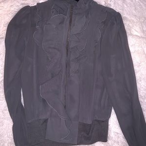 Grey Mesh Zipper shirt / blouse by Guess.